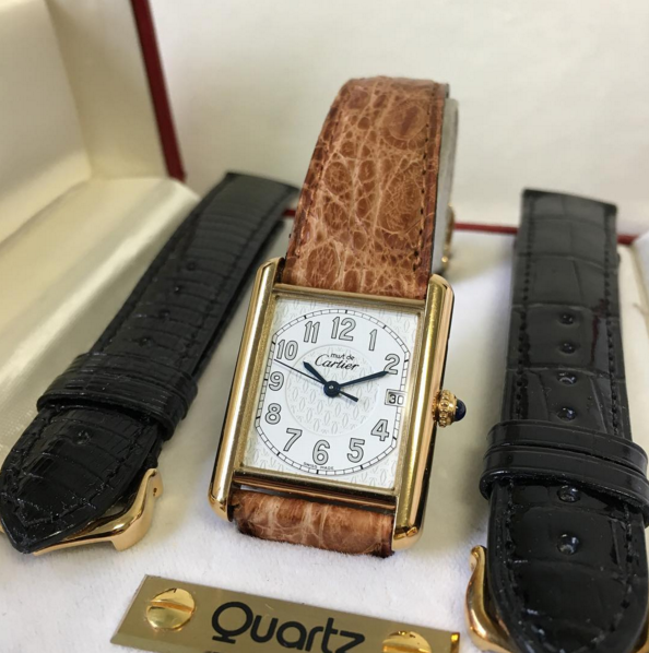 Cartier must de tank with leather strap options Geneva Watch